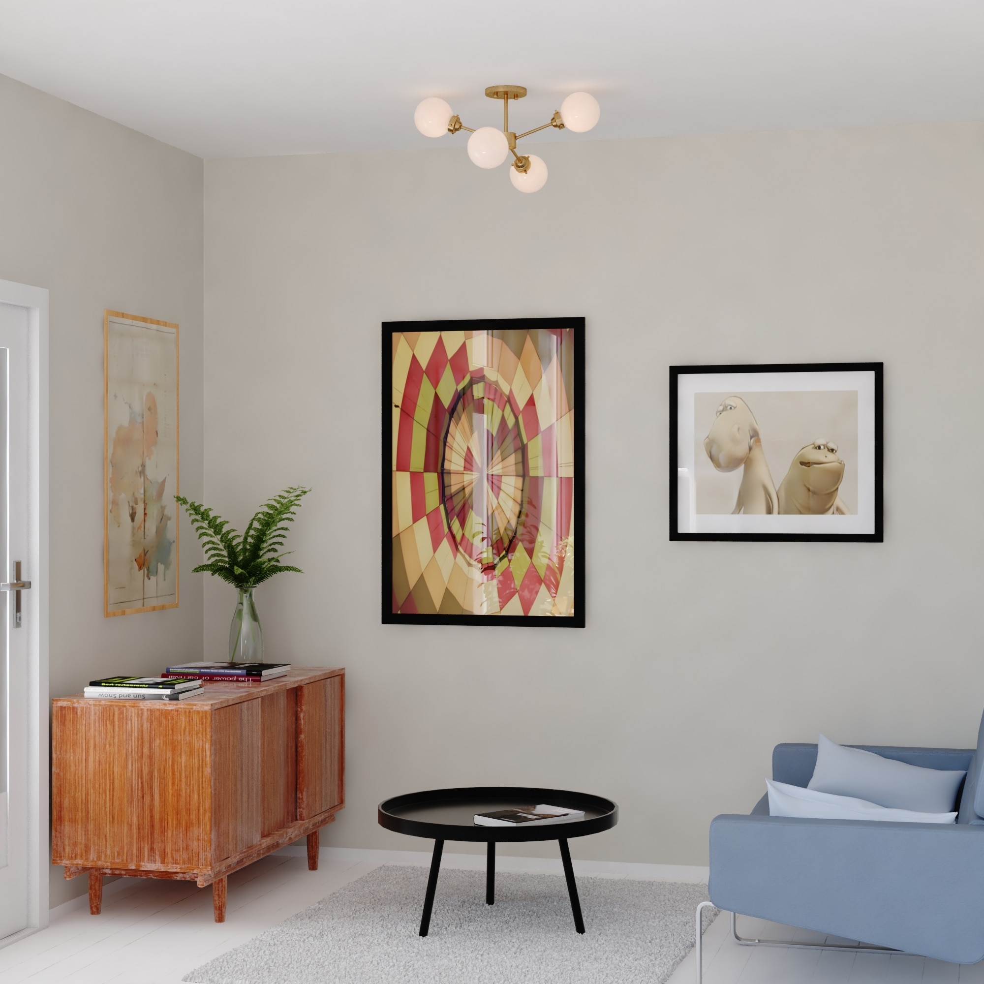 Orbit Brass Industrial Sputnik Semi Flush Mount Ceiling