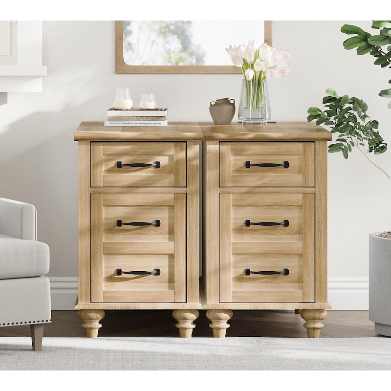 Nightstand End Table With Charging Station for Living Room Bedroom