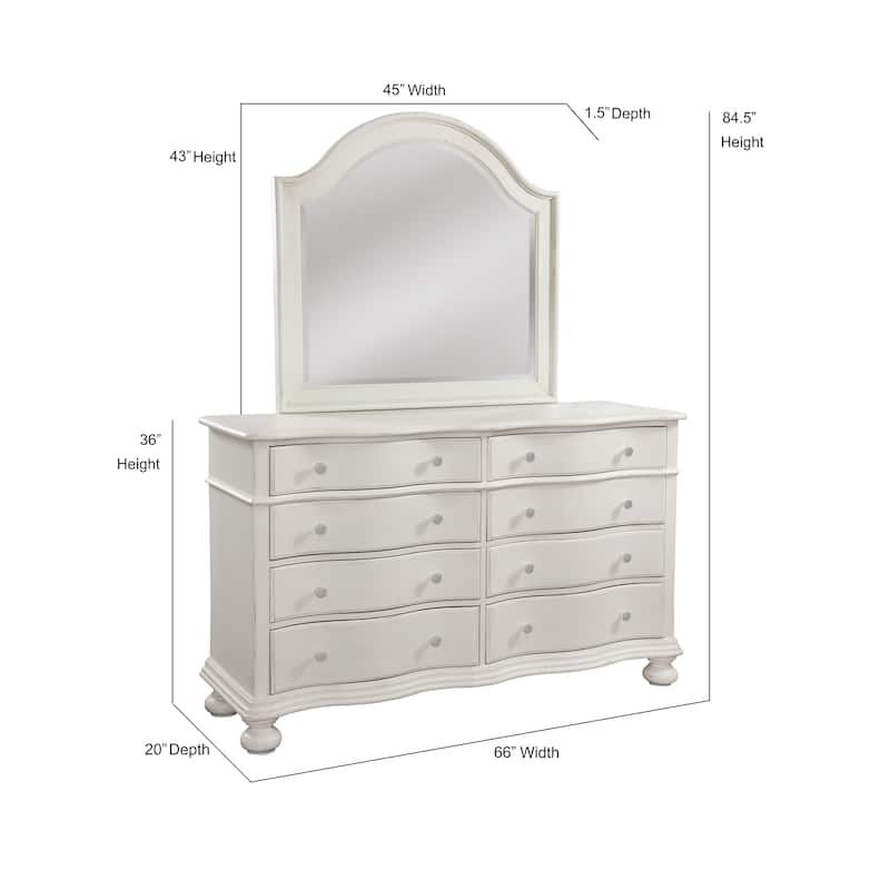 Roanoke 8-drawer Dove White Dresser and Mirror