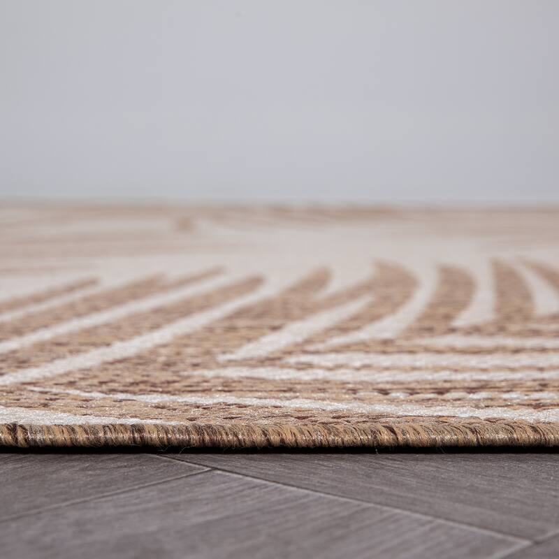 World Rug Gallery Contemporary Distressed Leaves Textured Flat Weave Indoor/Outdoor Area Rug