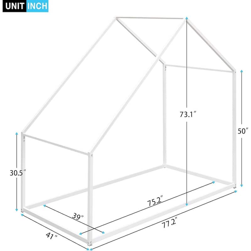 Roof Design Metal House Bed Frame for Kids