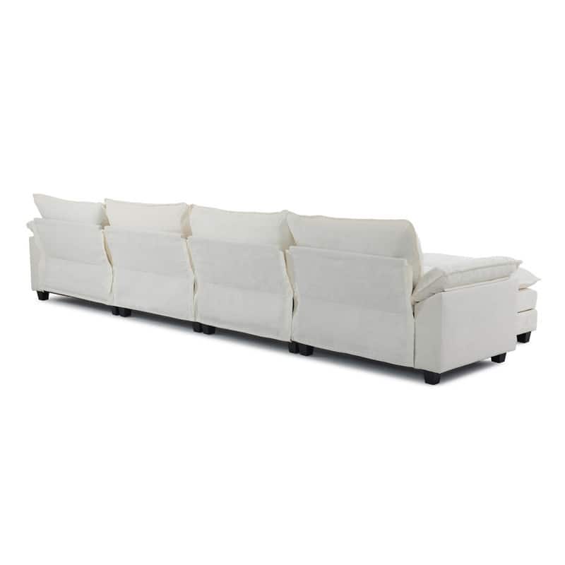 Double Layer Cushion Cloud Couch, Moludar Sofa With Reversible Ottoman For Living Room