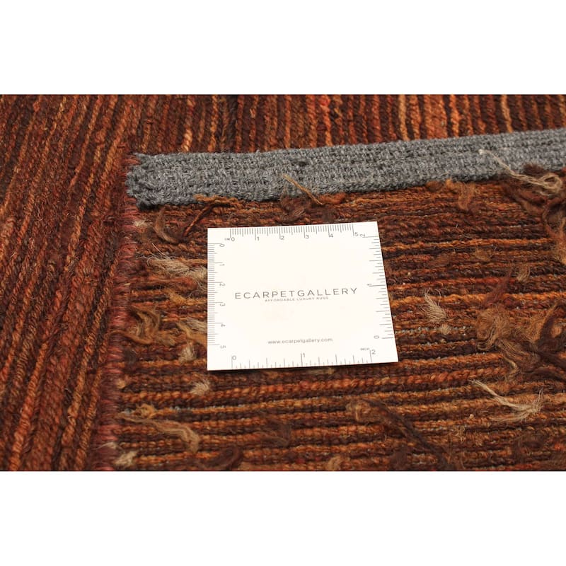 ECARPETGALLERY Flat-Weave Natural Brown Wool Tapestry Kilim - 4'6 x 6'4
