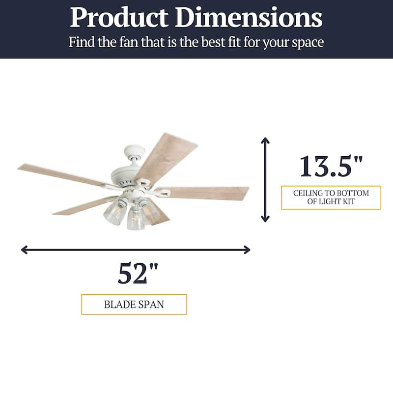 The Gray Barn Grumio Distressed White 52-inch Ceiling Fan with 5 Barnwood Blades