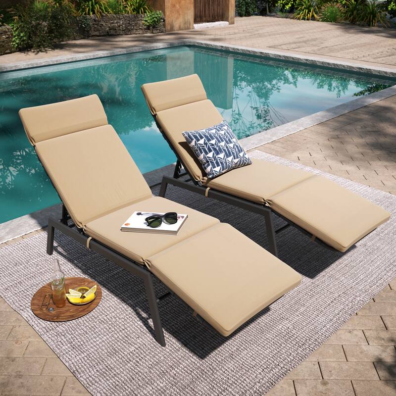 Patio Chaise Lounge Chair Adjustable Outdoor Recliners with Cushion