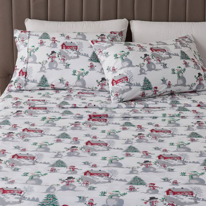Linery & Co. Ultra-Soft Lodge-Inspired Brushed Microfiber Sheet Set - Winter Wonderland - Twin