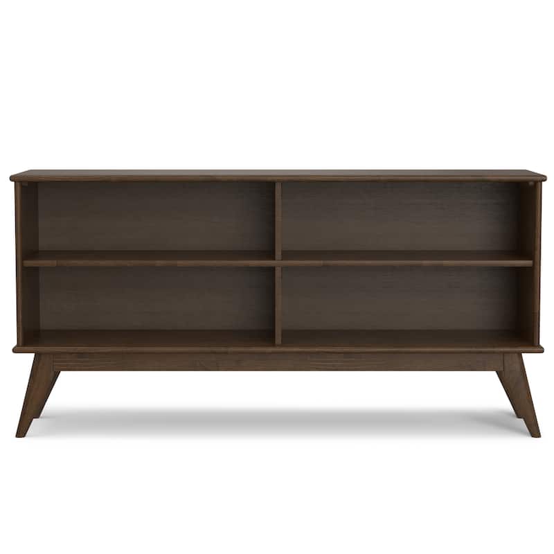 WYNDENHALL Tierney SOLID HARDWOOD 30 x 64 inch Modern Low Bookcase in Teak Brown - 14" d x 64" w x 30" h