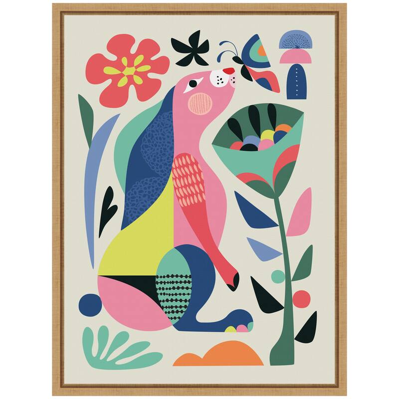 Kate and Laurel Sylvie Wild Rabbit Framed Canvas by Rachel Lee