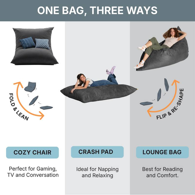 Jaxx 5.5' Microsuede Bean Bag Floor Pillow and Lounger