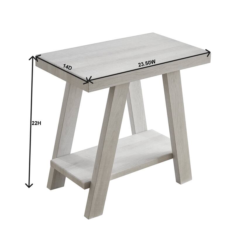 23.5" Modern Rectangular Side Table with Storage Shelf and Wide-angled Legs