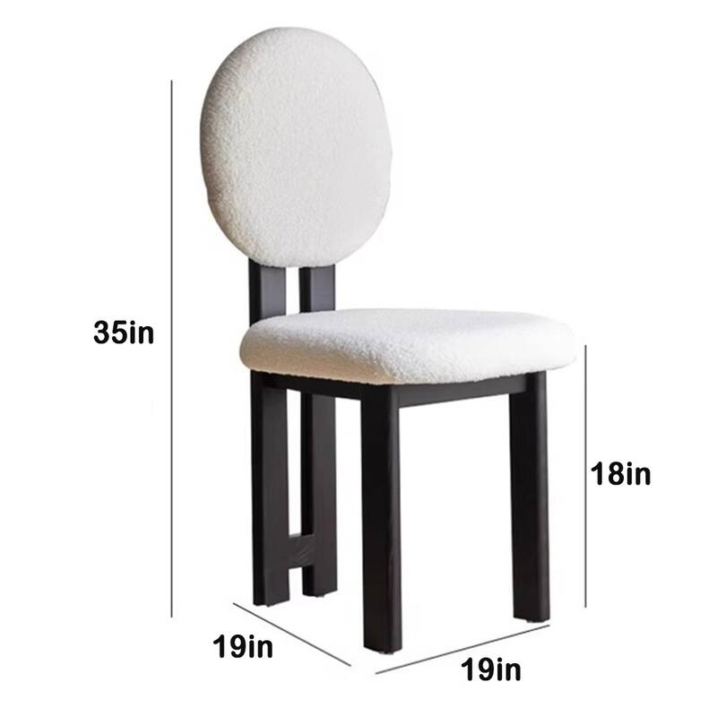 Set of 2 Sherpa Upholstered Dining Chairs & Vanity Chair