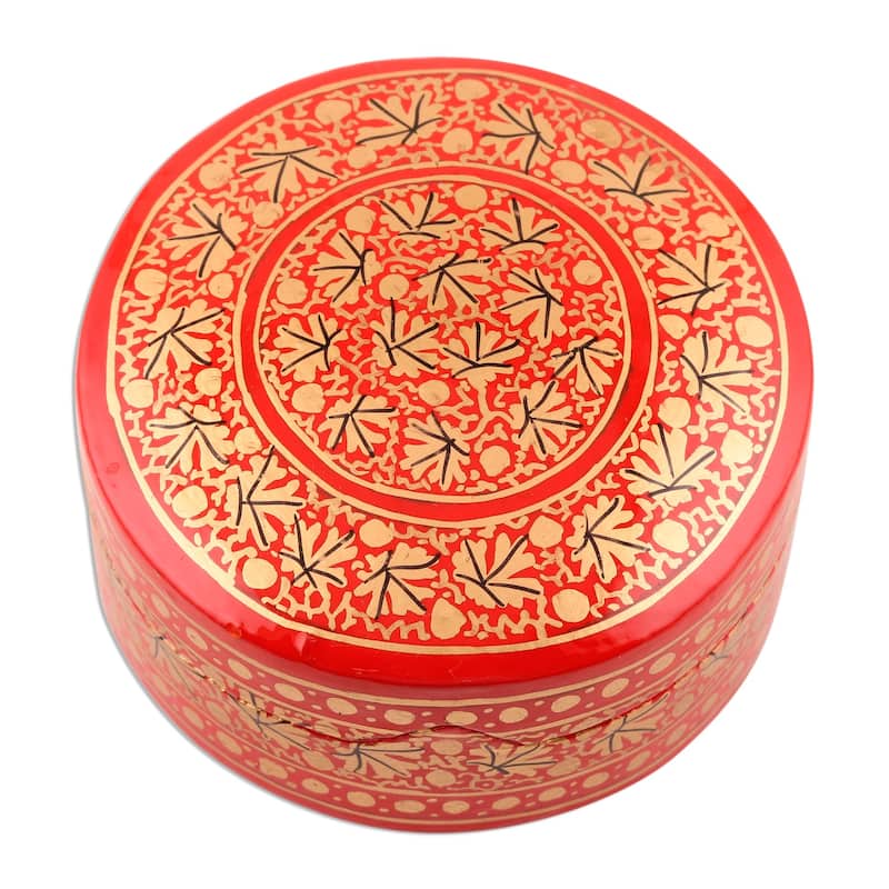 Novica Handmade Kashmir Red Papier Mache Decorative Box