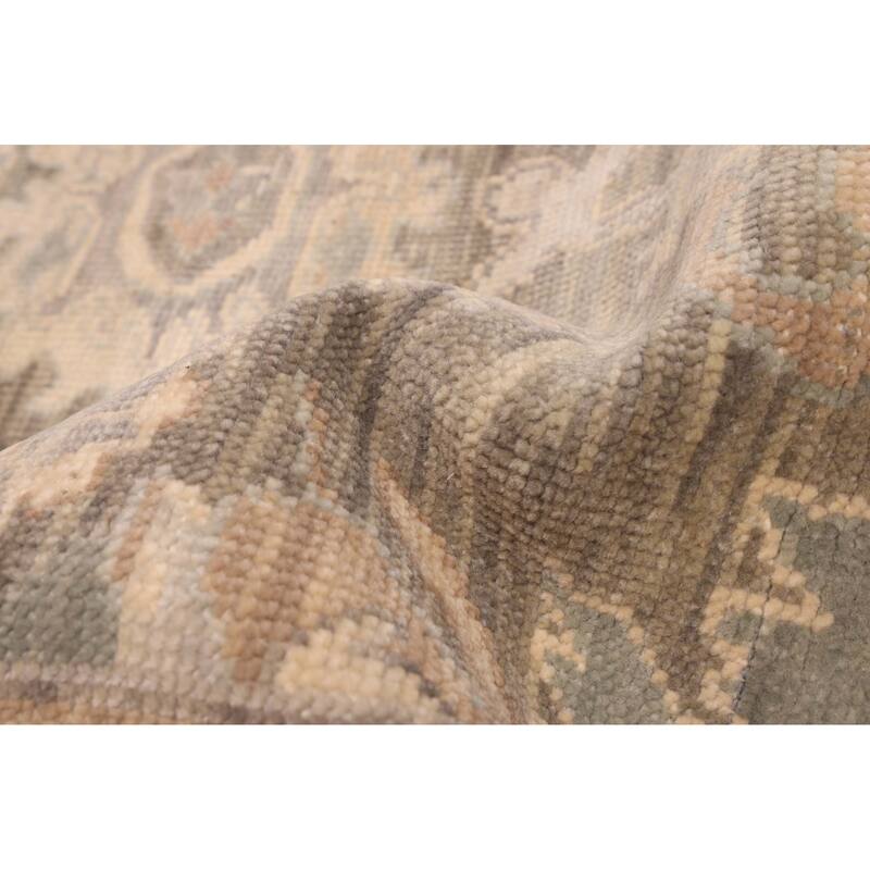 ECARPETGALLERY Hand-knotted Modern Oushak Dark Olive Green Wool Rug - 9'0 x 11'11