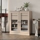 preview thumbnail 3 of 47, Palace Imports 100% Solid Wood Short Clear Glass Bathroom Storage Cabinet with 2 Drawers, 32" W x 35.75" H Beige