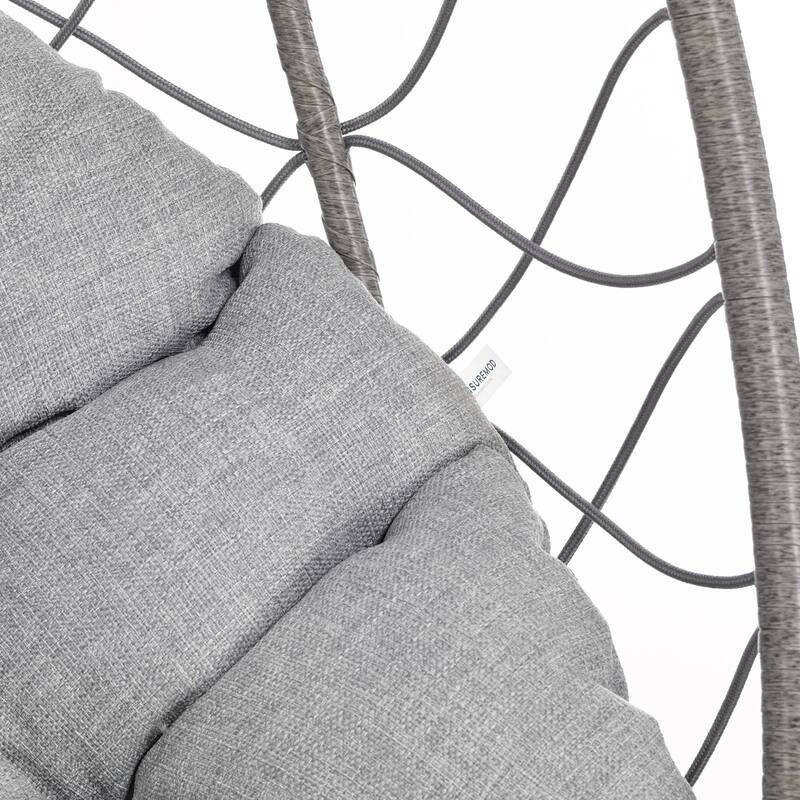 LeisureMod Summit Foldable Hanging Egg Swing Chair with Removable Cushion for Porch, Patio, Backyard, Garden, Lounge