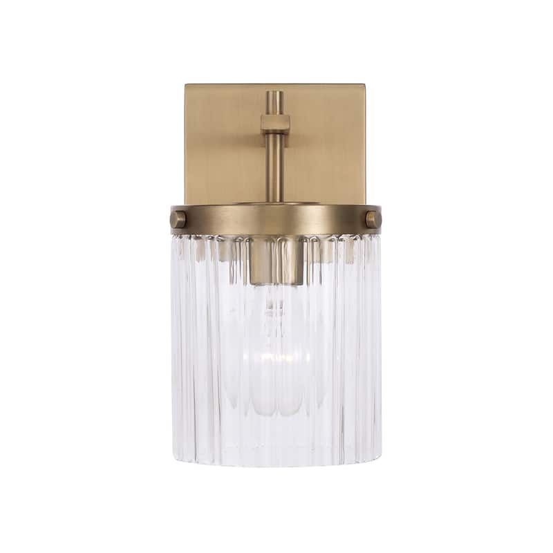 5.5" W x 10.75" H 1-Light Sconce with Clear Beveled Fluted Glass - 5.5"W x 10.25"H x 8"E