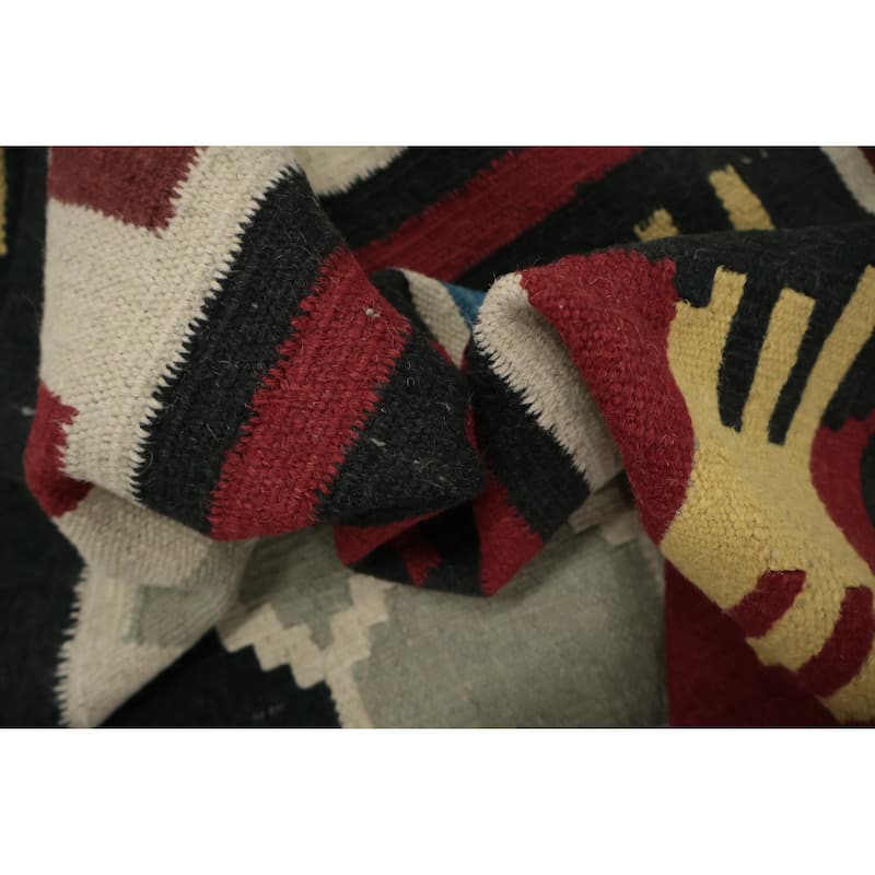 Hand Woven Oriental 100% Wool Carpet Southwestern Tribal Multi-Colored Kilim Area Rug - 10' 0'' X 9' 8''