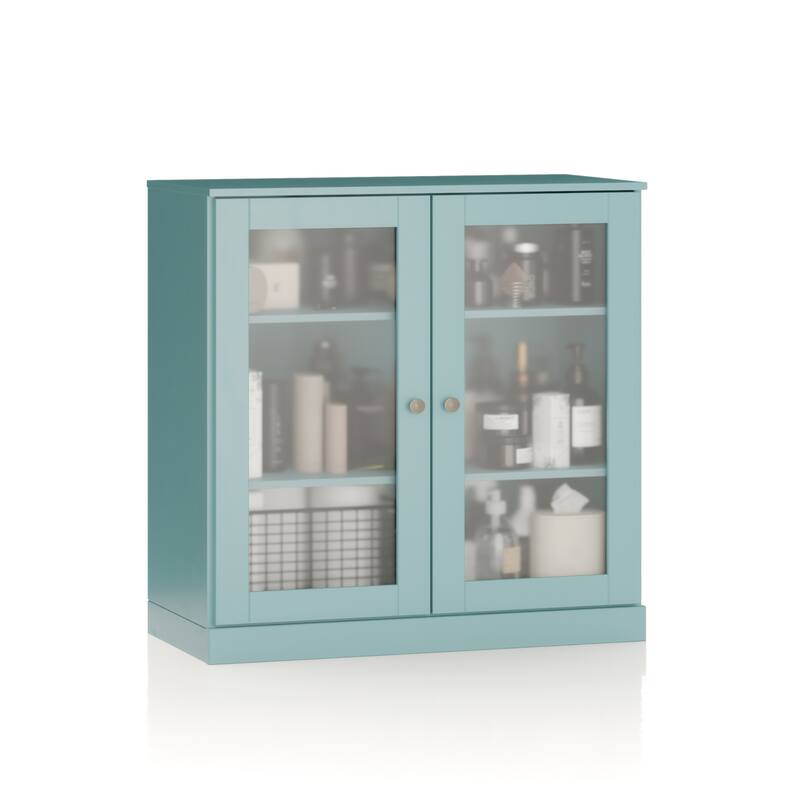 Palace Imports 100% Solid Wood 32" Bathroom Cabinet with Frosted Glass Doors and Adjustable Shelves