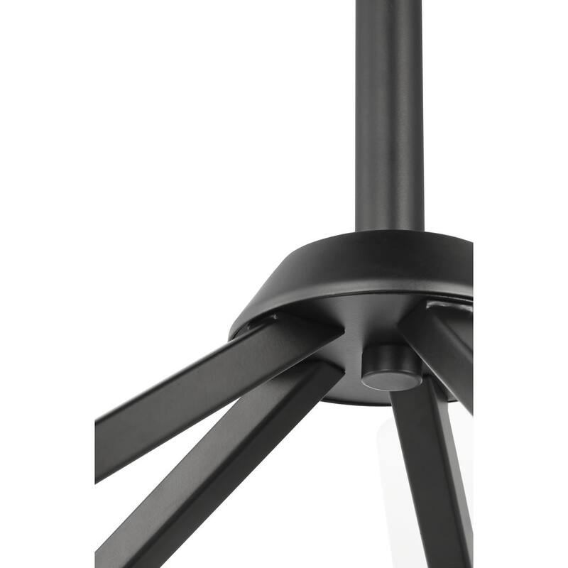 Vertex Collection Five-Light Matte Black Etched White Contemporary Chandelier - 22.5 in x 22.5 in x 15.25 in