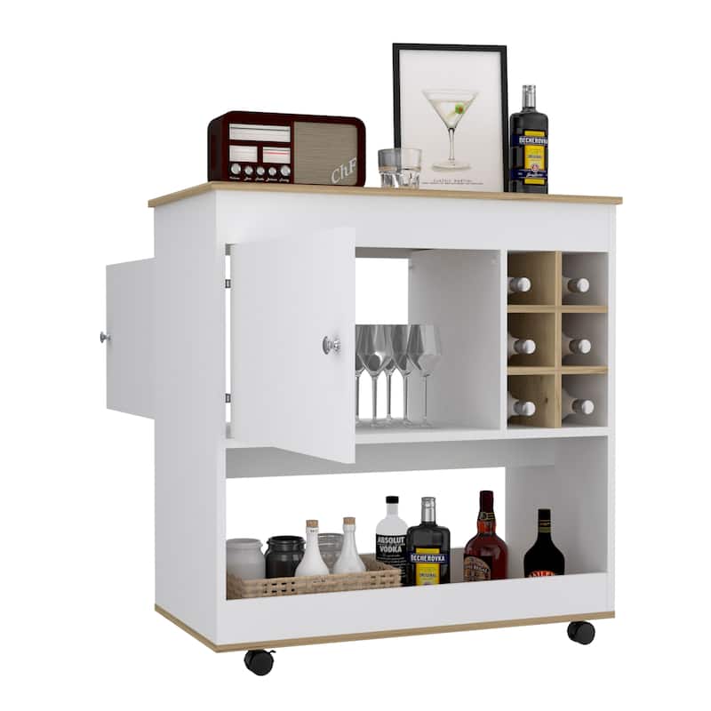 Bar Cart Lower Panel With Six Bottle Cubbies