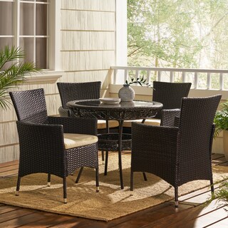 Kendricks Outdoor 5-piece Wicker Dining Set with Cushions by Christopher Knight Home