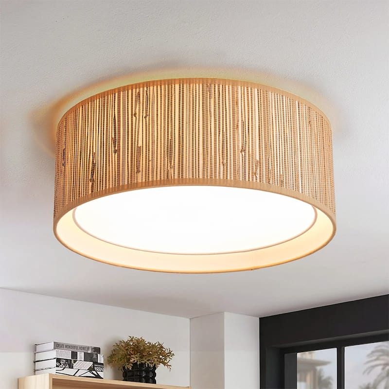MLiAN 15.7" 3-Light Indoor Fabric Flush Mount Ceiling Light