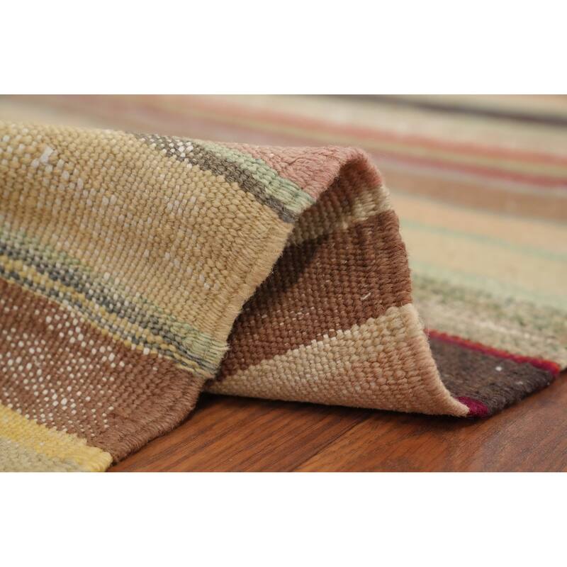 Hand Woven Oriental 100% Wool Carpet Southwestern Geometric Multi-Colored Kilim Area Rug - 9' 0'' X 5' 10''