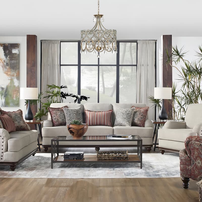 5-Light Mid-Century Modern Luxury Antique Distressed Drum Crystal Chandelier with Candle Accents