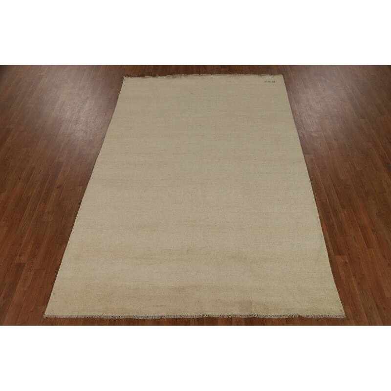 Modern Solid Gabbeh Oriental Area Rug Handmade Wool Carpet - 6'1" x 8'11"