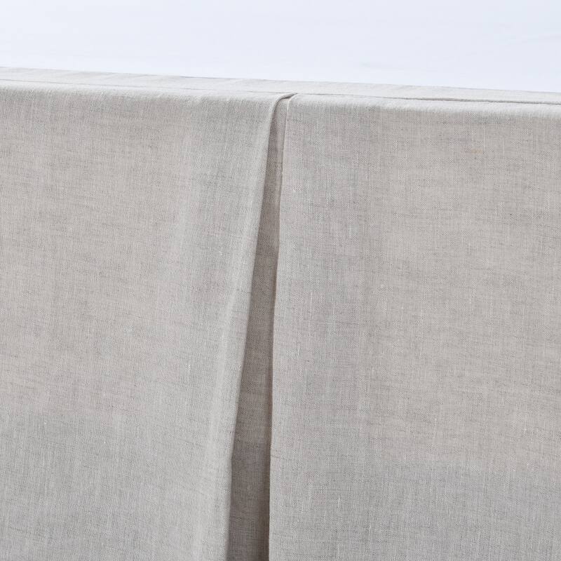 WHOLINENS Linen Bed Skirt 16 inches Drop Stone Washed Box Pleat