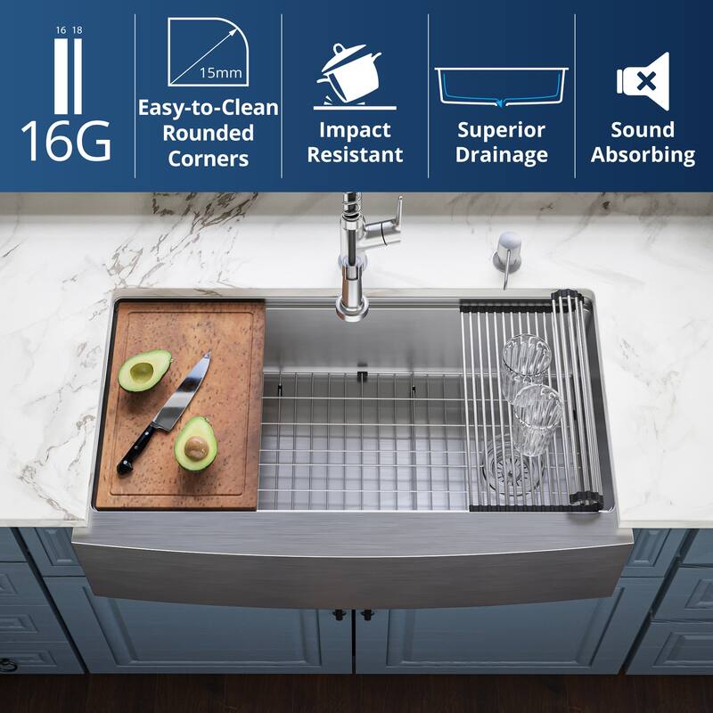 Karran USA WSA-46-PK1 Elite Workstation 36" Farmhouse Single Basin