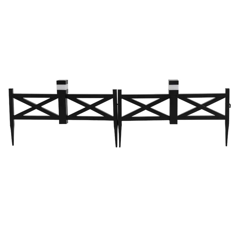 Sunjoy Solar Garden Border Fencing 2A Metal Fence Panel Outdoor Decorative Garden Fences (5-pack)