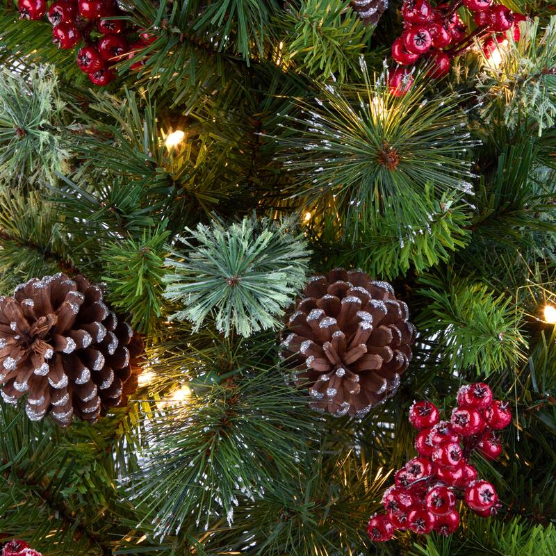 National Tree Company 2 ft. Pre-lit Iced Berry Pine Artificial Christmas Tree with Iced Berries in a Burlap Base