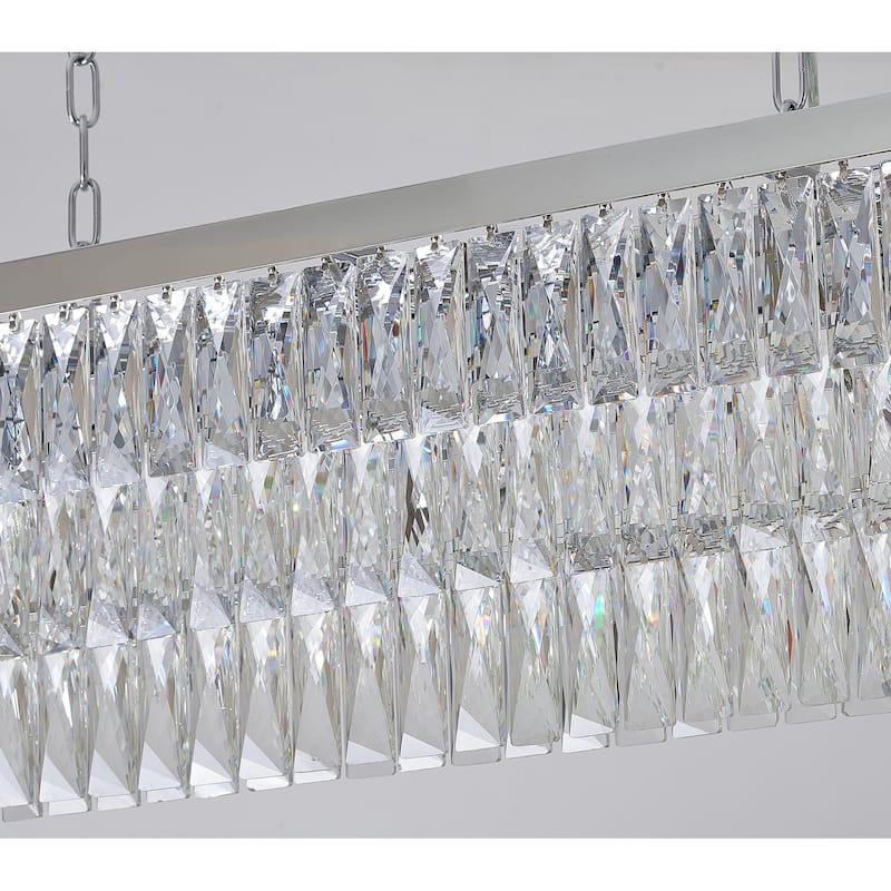 12-Light Chrome Metal Chandelier With Clear Crystal