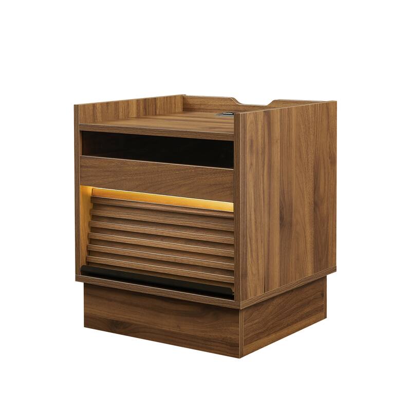 Christopher Knight Home - Mason Mid-Century Modern LED lights Nightstand with 2 Drawers, Bedside Tables/End Table