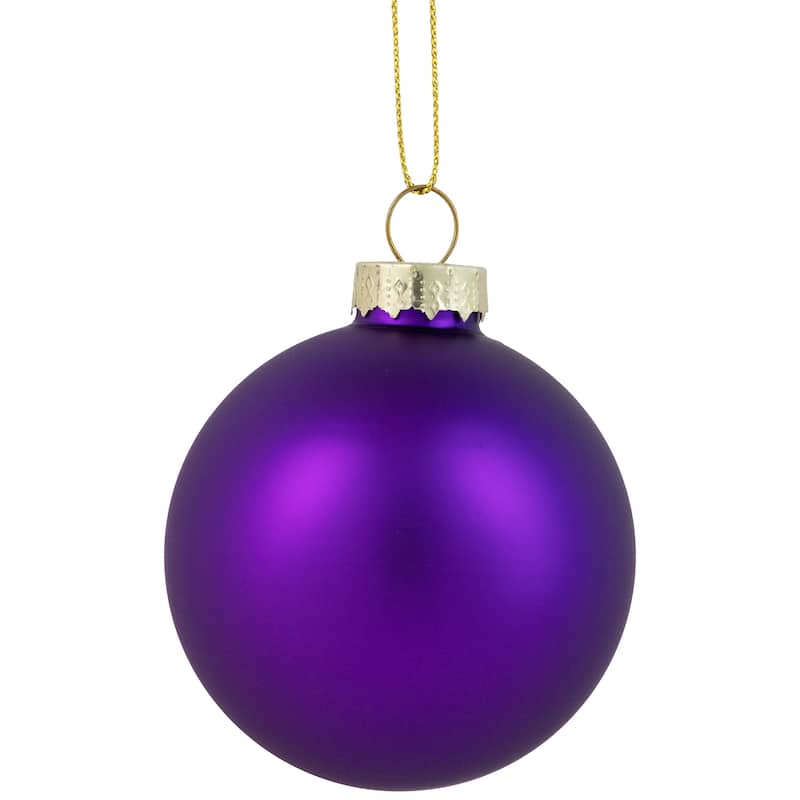 2-Finish Glass Ball Christmas Ornaments - 2.5" (60mm) - Grape Purple - 9ct