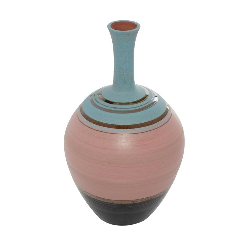 Ceramic Vase with Blue Tops - Pink - Roche River Decor