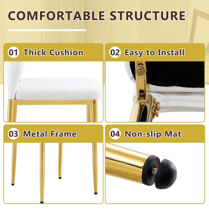 5 Piece Dining Table Set with 39 Inch Round Glass Top X Shaped Metal Base and 4 PU Chairs