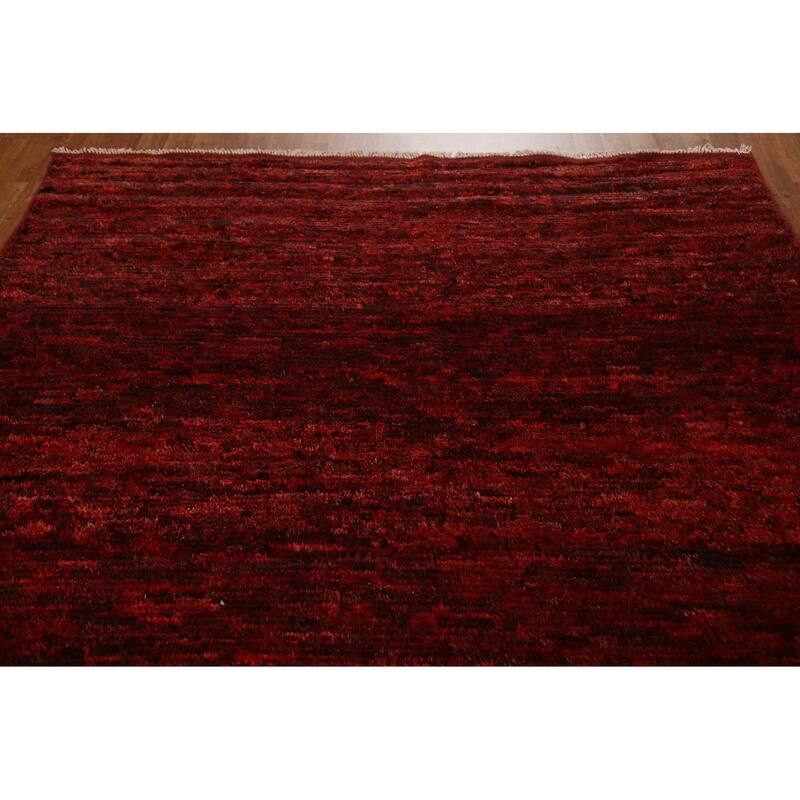 Hand Knotted Oriental 100% Wool Carpet Modern All-Over Red Moroccan Area Rug - 9' 9'' X 6' 9''