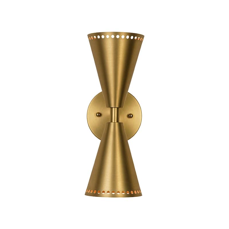 2-Light Mid-century Dual Cone Hourglass Up Down Wall Sconce