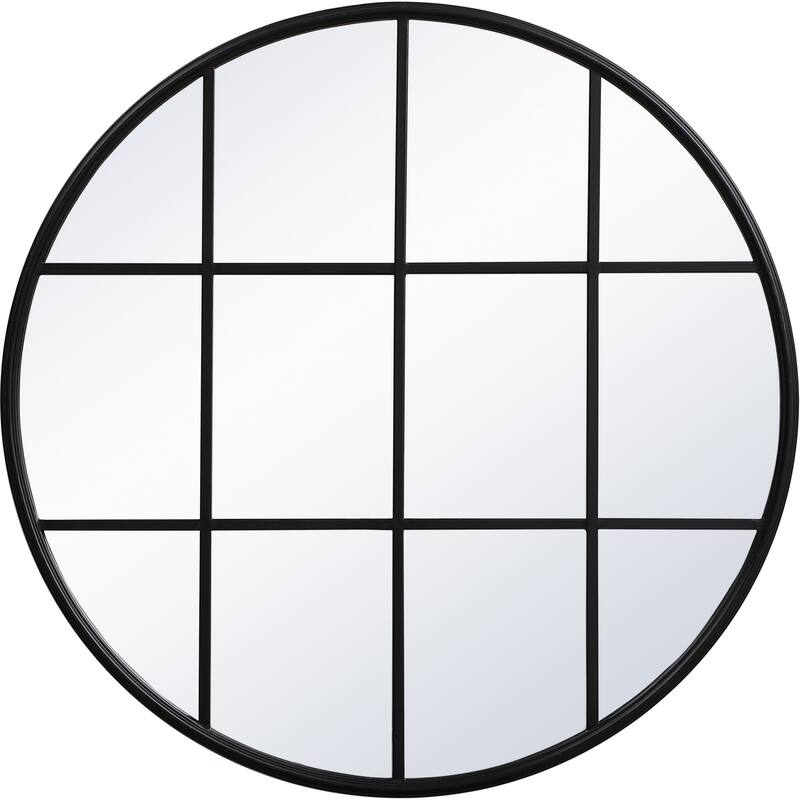Elegant Lighting Motif 36-1/4" Diameter Circular Beveled Metal Framed - Black