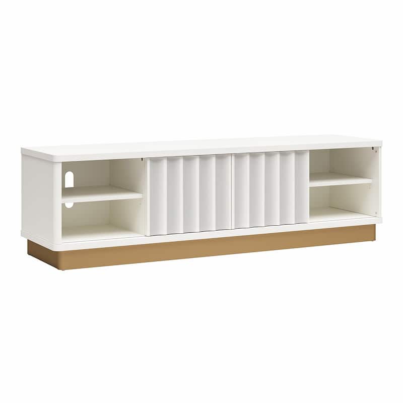Anmytek White Gold Media Console TV Stand Modern Living Room Storage Entertainment Center