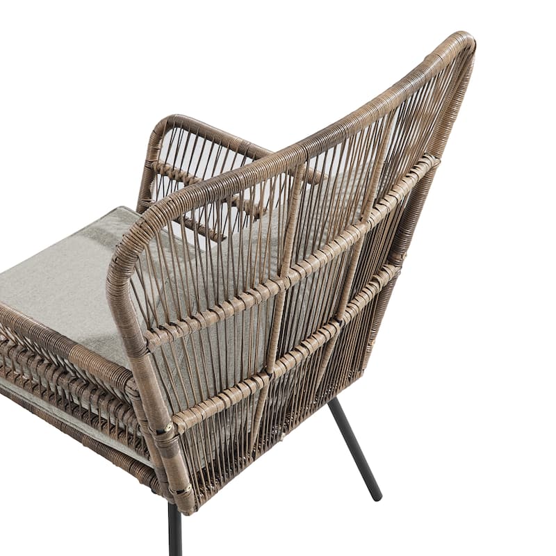 Corvus Havre 3-Piece Outdoor Wicker Bistro Set with Cushions