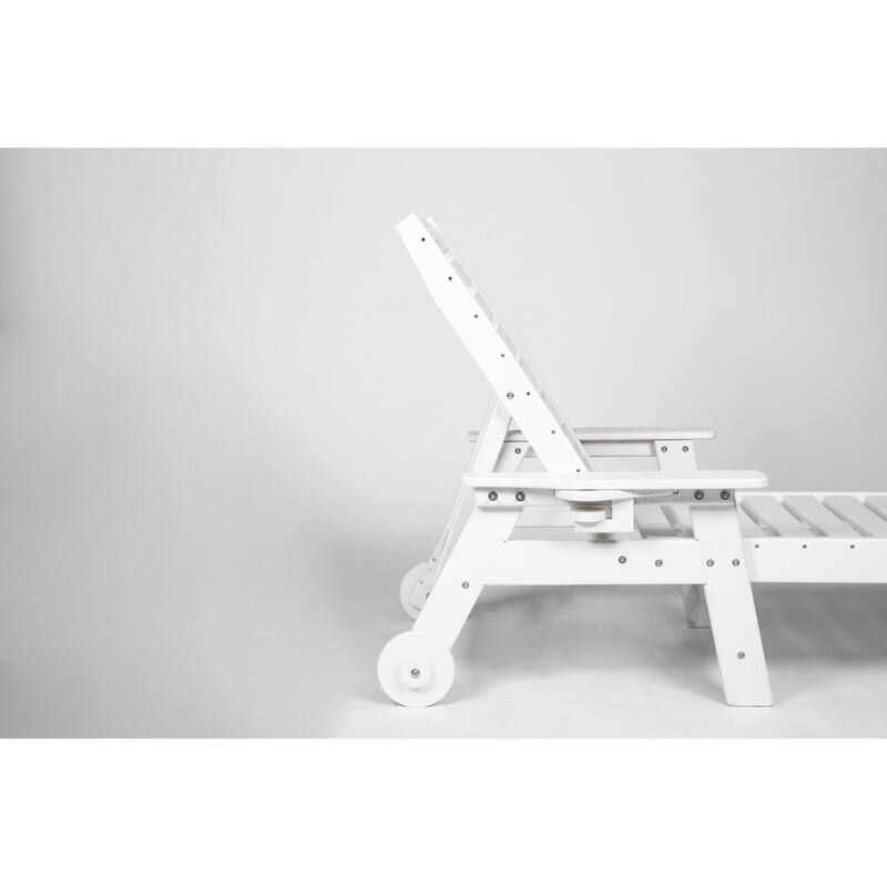 Outdoor Solid Wood Frame Slat Recliner with Pulleys