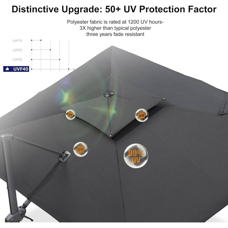 PURPLE LEAF Double Top Stylish Patio Cantilever Umbrella