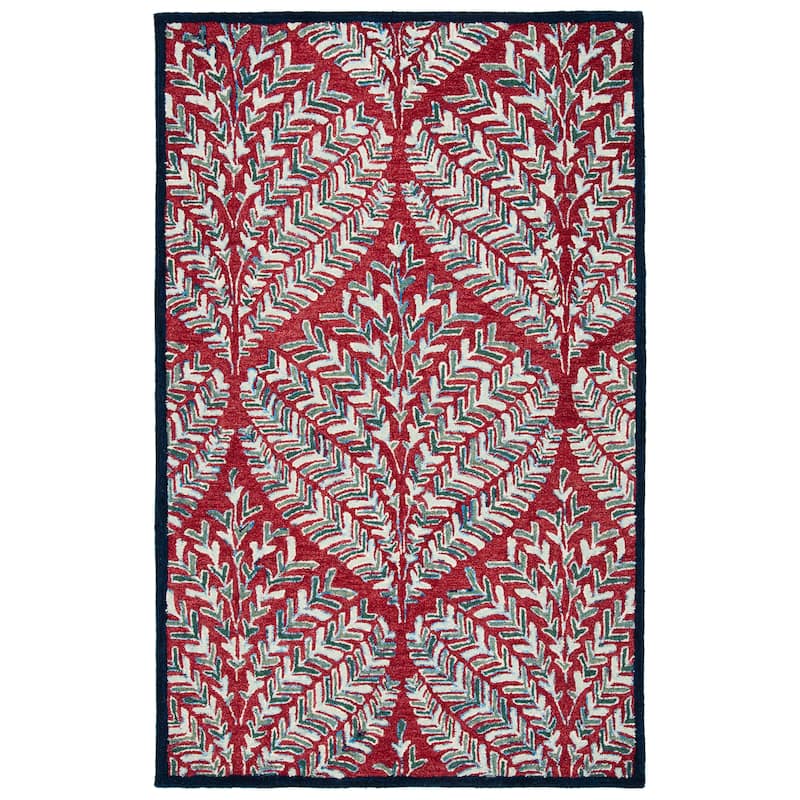 SAFAVIEH Handmade Capri Ilianka Wool Rug - 5' Square - Red/Green - Square