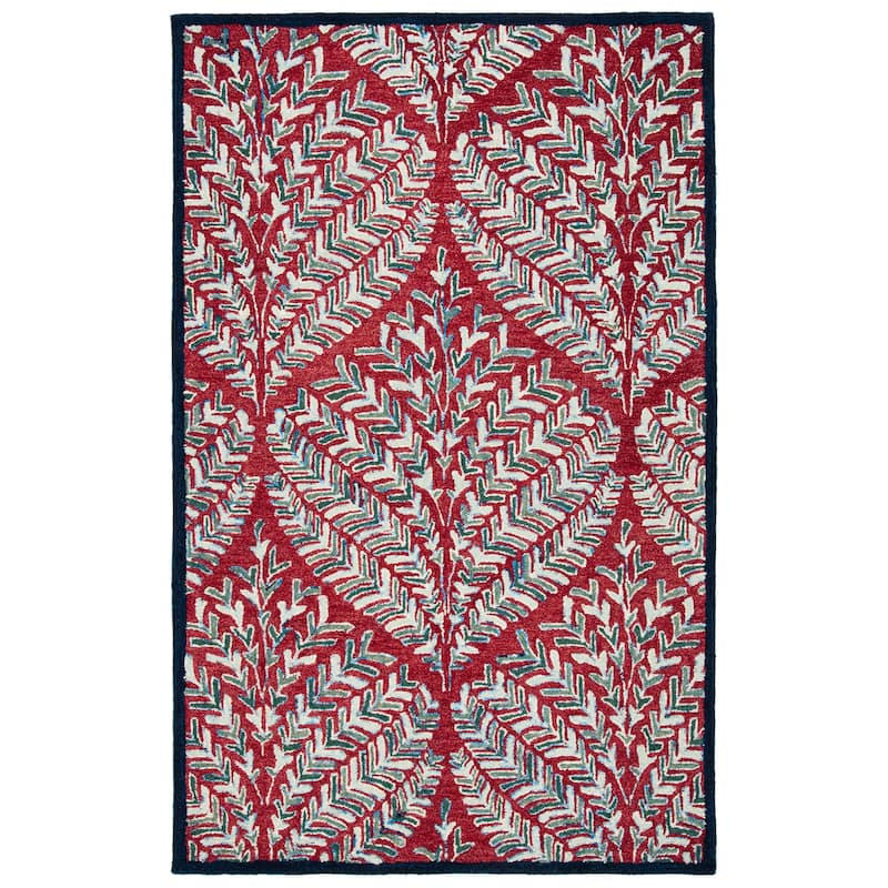 SAFAVIEH Handmade Capri Ilianka Wool Rug - 5' Square - Red/Green
