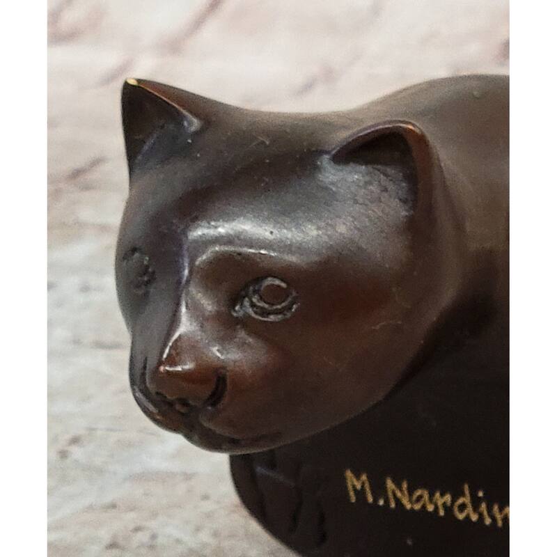 Cat Kitten Sitting On The Edge Bronze Figurine Sculpture Figure Collectible 3 Inches X 6 Inches