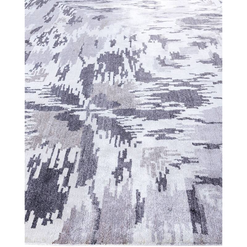 Modern One-of-a-Kind Hand-Knotted Area Rug, Gray - 9' 1" x 12' 0"