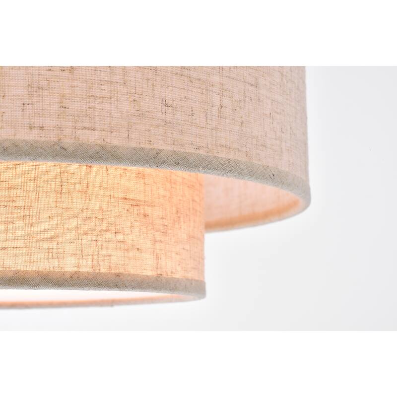 Alena Matte Gold 3-Light Two-Tier Fabric Drum Shade Chandelier